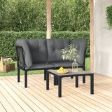 Maison Chic Seti vrtnega pohištva - Vrtna garnitura - Vrtni pohištvo set 3-delna črna in siva poli ratan, (21811316) | Shoptok.si