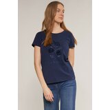 Monnari Woman's T-Shirts T-Shirt With Decorative Panel Navy Blue Cene