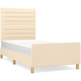 Maison Chic Posteljni okvir - Enojna postelja - Postelja za odrasle brez vzmetnice Cream 80x200 cm Tkanina-J7069, (21775837) | Shoptok.si