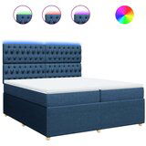vidaXL Box spring postelja z vzmetnico modra 200x200 cm blago, (21306402) | Shoptok.si