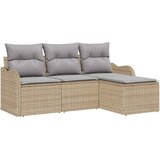  Sjedeća garnitura za vrt 4 kom. Bež poliratan 55 x 55 x 37 cm | shoptok.hr
