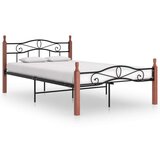 Kovina okvir za krevet crni od metala i masivne hrastovine 120x200 cm Cijene