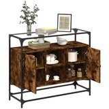 vidaXL Komoda sa staklenom površinom boja hrasta 98x35x81 cm drvena | shoptok.hr