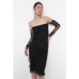 Trendyol black Draped Detailed Dress Cene