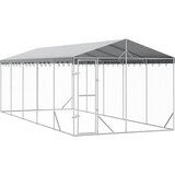 Vanjski kavez za pse s krovom srebrni 3 x 7,5 x 2,5 m čelični | shoptok.hr