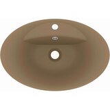  Razkošen umivalnik ovalen mat krem 58,5x39 cm keramika, (21409384) | Shoptok.si