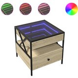 Maison Chic Klubska mizica - kavna mizica - Nizka mizica z neskončnimi LED sonoma hrast 50x50x51 cm, (21752148) Cene