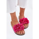Boto Ladies Slippers On Cork Sole With Flowers Fuchsia Ferenza | Shoptok.si