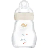 Feel Good Glass Baby Bottle steklenička z ventilom proti kolikam 0m+ Beige 170 ml