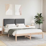 vidaXL Posteljni okvir z oblazinjenim vzglavjem z vzglavjem Temno siva | Shoptok.si