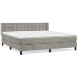 vidaXL Box spring postelja z vzmetnico svetlo siva 180x200 cm žamet, (20791019) Cene