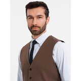 Ombre Men's suit vest with classic detailing and lining - brown | Shoptok.si