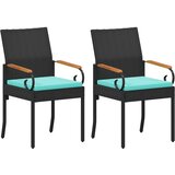  Vrtne stolice 2 pcs Crna i Tirkizna Poliratan i Akacija - Crna i tirkizna 2 | shoptok.hr