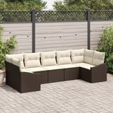 vidaXL vrtni kavč set Set 7 Rjav in bež Ratan in poliester, (22065222) | Shoptok.si
