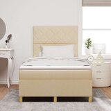  Postelja z vzmetnico z vzglavjem krema 120 x 200 cm blago, (5000128554) | Shoptok.si