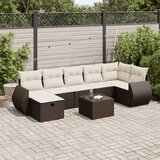 Maison Chic Seti vrtnega pohištva - Vrtna garnitura - Vrtni pohištvo set 8-delna z blazinami rjav poli ratan, (21800280) | Shoptok.si