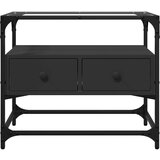 TV ormarić sa staklenom površinom crni 60 x 35 x 51 cm drveni | shoptok.hr