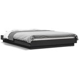 vidaXL Posteljni okvir z LED lučkami črn 120x190 cm inženirski les | Shoptok.si