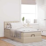 vidaXL otomanski okvir kreveta s madraca krem 80x200cm od tkanine | shoptok.hr