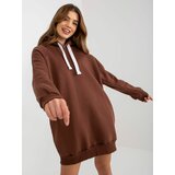 Fashion Hunters Women's Long Sweatshirt - Brown Cene
