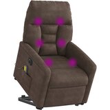  Električni masažni naslonjač na podizanje smeđi od mikrovlakana | shoptok.hr