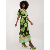 Fashion Hunters Lime and black midi dress with short sleeves