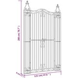  Vrtna vrata crna 121 x 8 x 200 cm od kovanog željeza | shoptok.hr