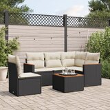 Maison Chic Seti vrtnega pohištva - Vrtna garnitura - Vrtni pohištvo set 6-delna z blazinami črna poli ratan, (21807152) | Shoptok.si