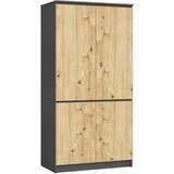 AKORD Garderobna Omara, 4 Vrata In 4 Police, Grafitno Siva/Hrast Artisan, (5000331730) | Shoptok.si