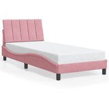 Okvir kreveta s LED-om bez madraca Hanko ružičasti 90 x 190 cm baršunasti | shoptok.hr