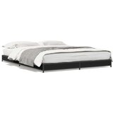 vidaXL Posteljni okvir črn 135x190 cm inženirski les in kovina | Shoptok.si