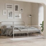  Metalni okvir kreveta uzglavlje i podnožje bijeli 193x203 cm | shoptok.hr