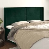  Uzglavlje s ušima tamnozeleno 203x16x118/128 cm baršunasto | shoptok.hr
