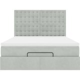  Otomanski posteljni okvir z vzmetnicami siv 140x190cm žamet | Shoptok.si