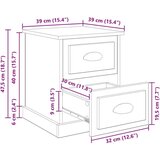 vidaXL Nočna omarica Črni hrast 39 x 39 x 47.5 cm Konstruiran les | Shoptok.si
