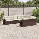  10-dijelni set vrtnih sofa od poliratana s jastucima smeđi | shoptok.hr