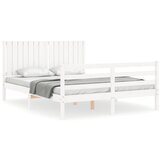 Maison Chic Posteljni okvir - Dvoposteljna postelja - Zakonska postelja z vzglavjem bel 160x200 cm trden les-J5744, (21768831) | Shoptok.si