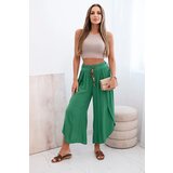 Kesi Włoski Women's viscose trousers with leg slit green | Shoptok.si