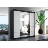 ADRK Klizni ormar s ogledalom DALMATIA 200 cm - CRNA-BIJELA | shoptok.hr