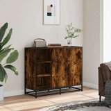 vidaXL Komoda dimljeni hrast 92x35x76 cm konstruiran les | Shoptok.si