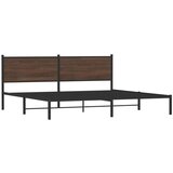 vidaXL kovinski posteljni okvir z vzglavjem rjavi hrast 193x203 cm, (21321811) | Shoptok.si
