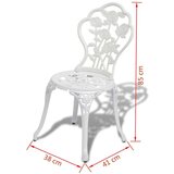 Bistro garnitura 3-delna liti aluminij bela | Shoptok.si