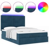  Ottoman krevet s madracima i LED diodama tamnoplavi 140x200 cm baršun | Eponuda.com