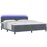 vidaXL Box Spring postelja z vzmetnico in LED temno siva 200x200 cm žamet Cene
