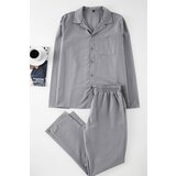 Trendyol Grey Regular Fit Woven Pajama Set Cene