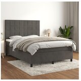 Box spring postelja z vzmetnico temno siva 140x200 cm žamet | Shoptok.si