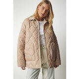  Women's Cream Pocket Turtleneck Quilted Coat | Eponuda.ba