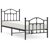  Metalni okvir kreveta uzglavlje i podnožje crni 90 x 200 cm | shoptok.hr