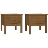 Furnova Stranske mizice 2 kosa medeno rjave 50x50x49 cm trdna borovina, (21914412) | Shoptok.si