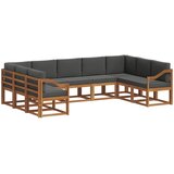  Set vanjskih sofa 9 kom. Prirodna i antracit Smeđa 304 x 185,5 x 73 cm | shoptok.hr